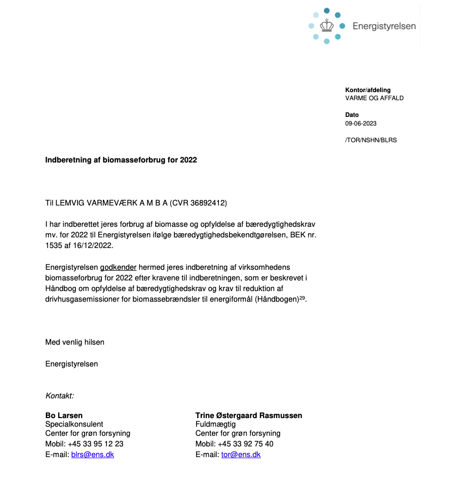 Fjernvarmedeklaration for 2021